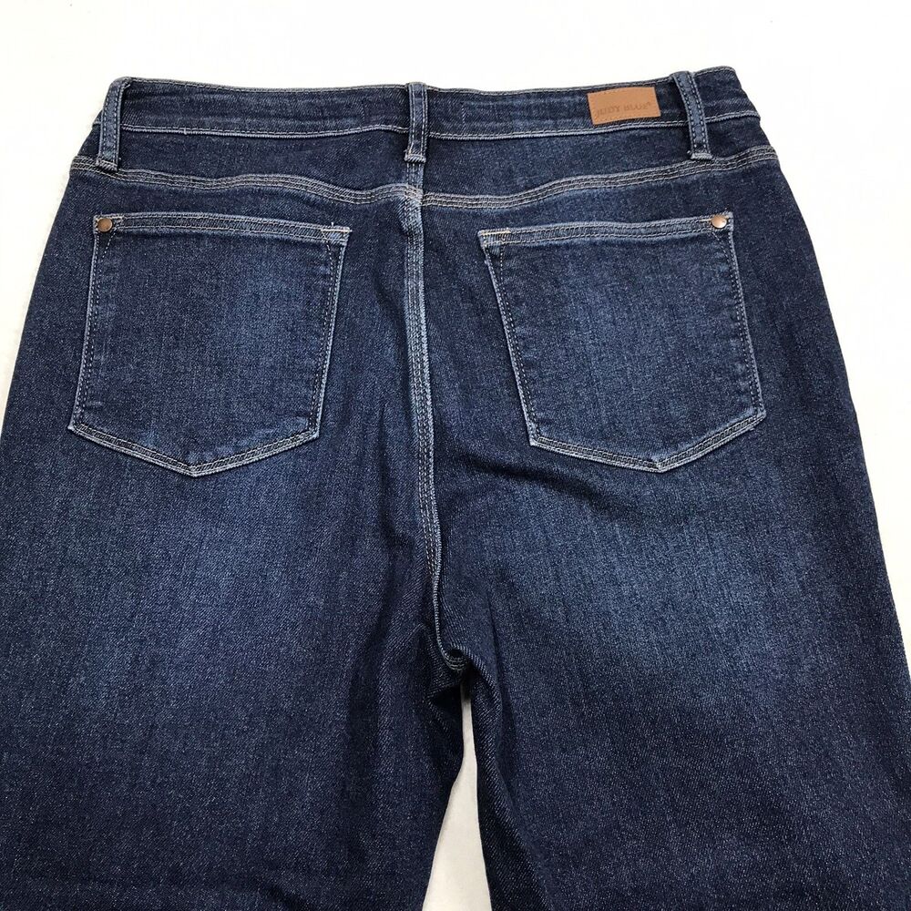 JUDY BLUE Cropped Straight Jeans Women 13/31 (34x27) Whiskered Dark Wash Stretch - Picture 4 of 14